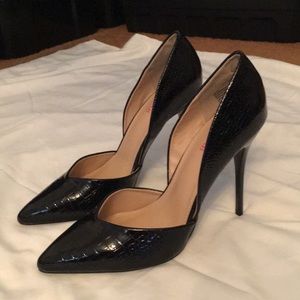 Maggy Black Croc d’ Orsay Heels
